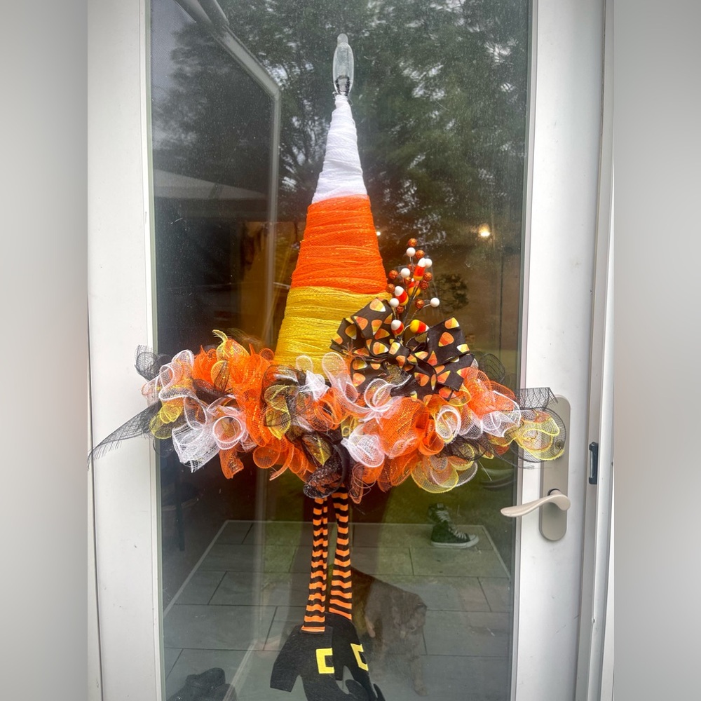 Witch Wreath Candy Corn Halloween Homemade